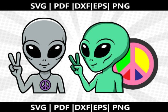 Alien Peace SVG Cricut Cut File