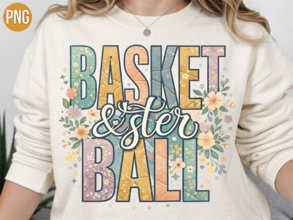 Basketball Floral Pastel Font Shirt PNG: A Creative Design for Modern Creators