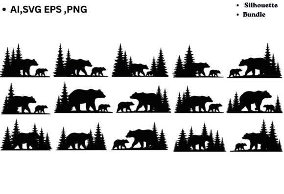 Bring Your Crafting Visions to Life with the Bear Cub Forest Silhouette SVG Bundle