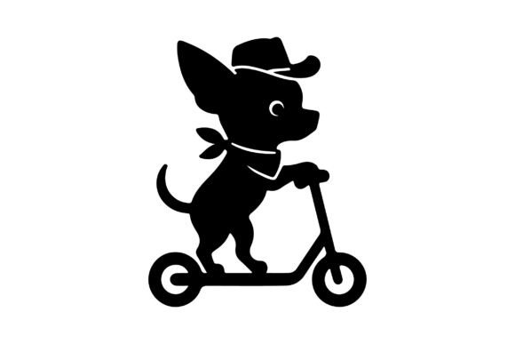 Chihuahua Cowboy Riding Scooter Clipart: A Versatile Digital Design for Creative Projects