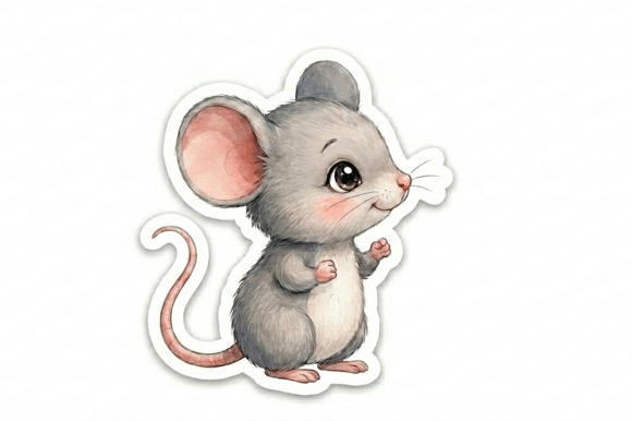 Cute Standing Mouse Sticker PNG