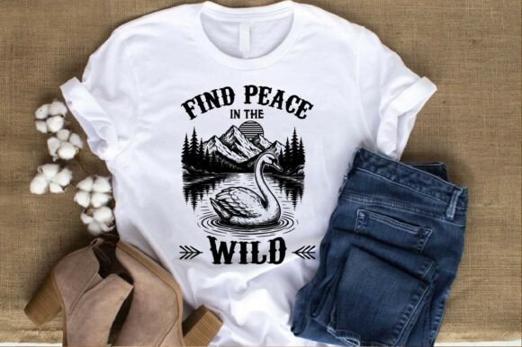 Find Peace in the Wild SVG - Vintage Swan: A Versatile Design for Creative Projects
