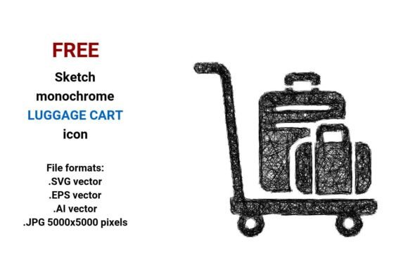FREE Sketch Luggage Cart Icon: A Versatile Design Asset for Modern Projects