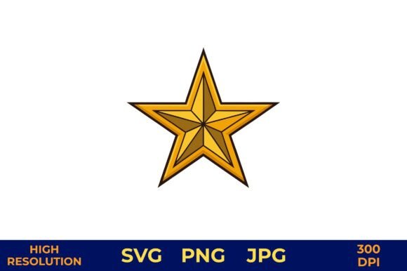Golden Star Vector with Solid Black