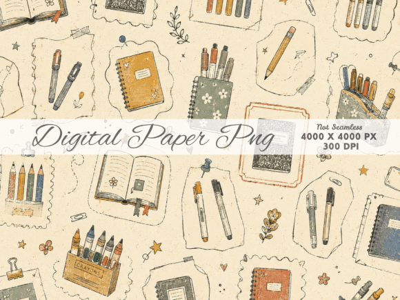 Retro School Stationery Digital Paper