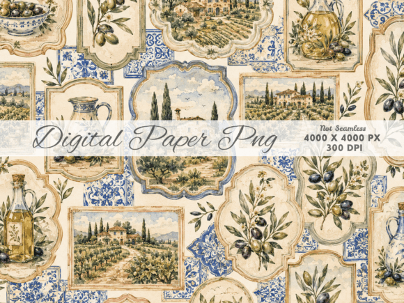 Vintage Botanical Landscape Digital Paper