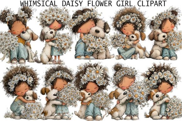 Whimsical Daisy Flower Girl Clipart: A Creative Asset for Designers and Entrepreneurs